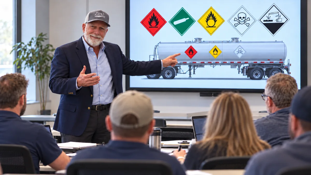 Bill Collins in a CDL training classroom